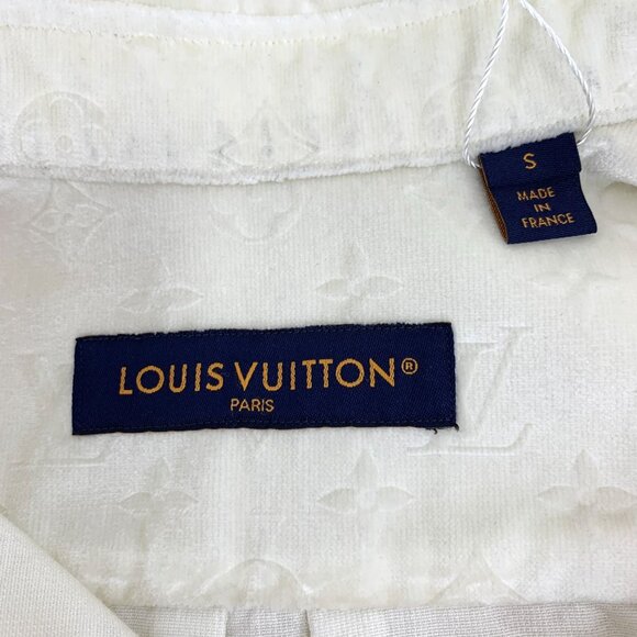 Louis Vuitton S White Logo Embossed Long-Sleeved Shirt 100% Polyester Made In Fr - Picture 3 of 8